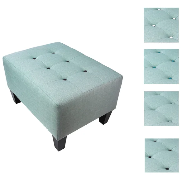 MJL Furniture Max Squared Decorative Button Tufted Upholstered Sea Mist Firm Ottoman - Black