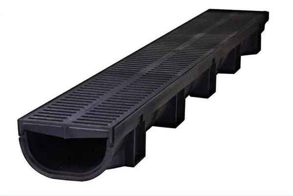U.S. Trench Drain Compact Series 39.4 in. L x 5.4 in. W x 3.2 in. D Trench and Channel Drain Kit with Black Grates (12-Pack: 39.