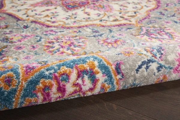 4 x 6 Gray and Pink Medallion Area Rug