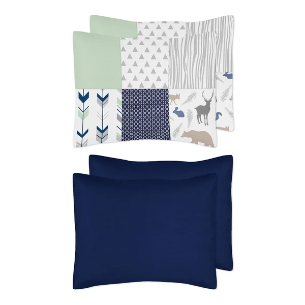 Sweet Jojo Designs 3-Piece Navy Blue - Mint and Grey Woodsy Deer Girls Full/Queen Bedding Set