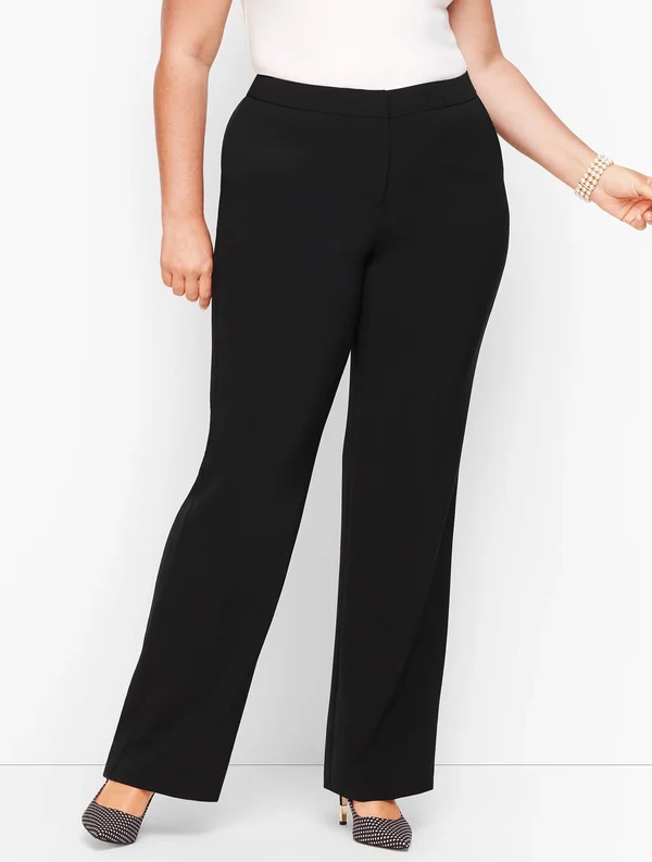 Stretch Crepe Wide Leg Pants - Black - 14 Talbots