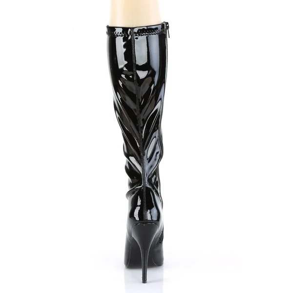 Pleaser Seduce-2000, 5x22 Plain Stretch Knee - Black Stretch PU 16