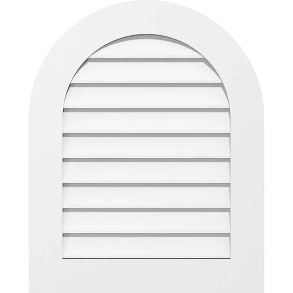 Ekena Millwork GVPRT14X3801SN 14x22W x 38x22H Round Top Surface Mount PVC Gable Vent: Non-Functional - w/ 3-1/2x22W x 1x22P Stand