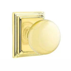 Brass Classic Hardware - Half Dummy Providence Door Knob with Wilshire Rose in Unlacquered Brass - 8561P.HALF.US3NL - Emtek Hard