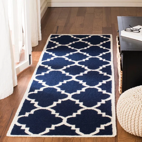 Safavieh 3& x 5& Dhurries DHU633G Dark Grey - Ivory Rug