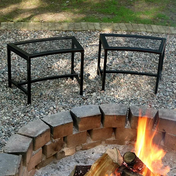 Sunnydaze Black Mesh Patio Fire Pit Bench - 23 x 16 inch - 2 Benches