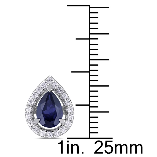 Miadora Sterling Silver Created Blue and White Sapphire Teardrop Jewelry Set 6