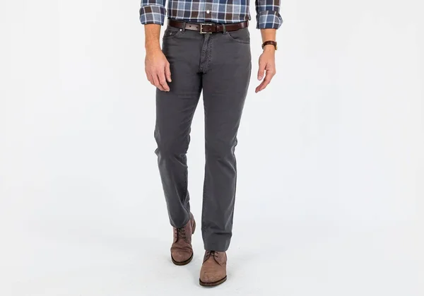 Ledbury Men's Charcoal Franklin 5-Pocket Washed Twill Pant Cotton