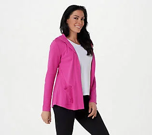 Isaac Mizrahi Live! Essentials Pima Open FrontSwing Hoodie - Size 5X, Darling Pink