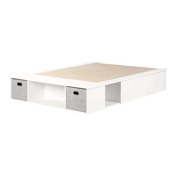 Queen Vito Storage Bed Pure White - South Shore