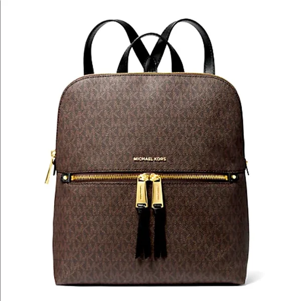 Michael Kors Bags, Rhea Slim Signature Backpack Medium Logo, Color: Brown, Size: Os, Belleviator&s Closet