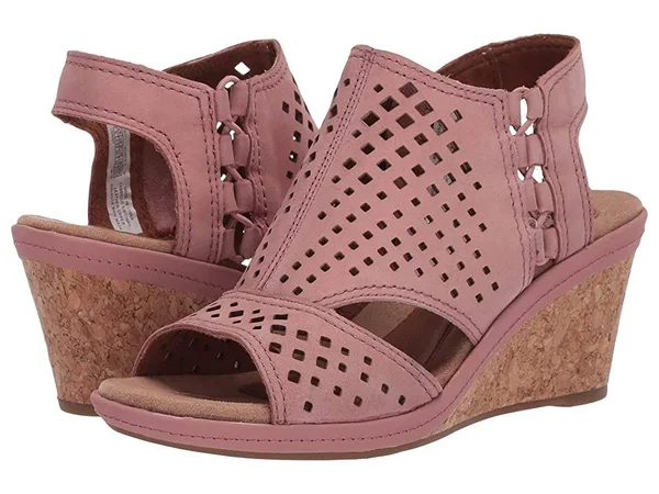 Women's Rockport COB Hill Janna Wedge Sandal - Size 6.5 W - Pink