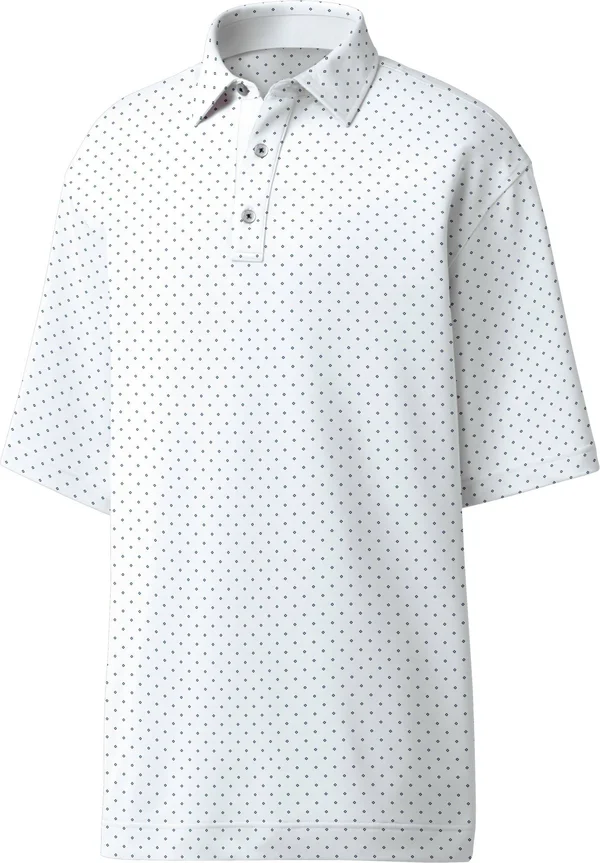 FootJoy Men's Lisle Diamond Print Golf Polo - XL, White