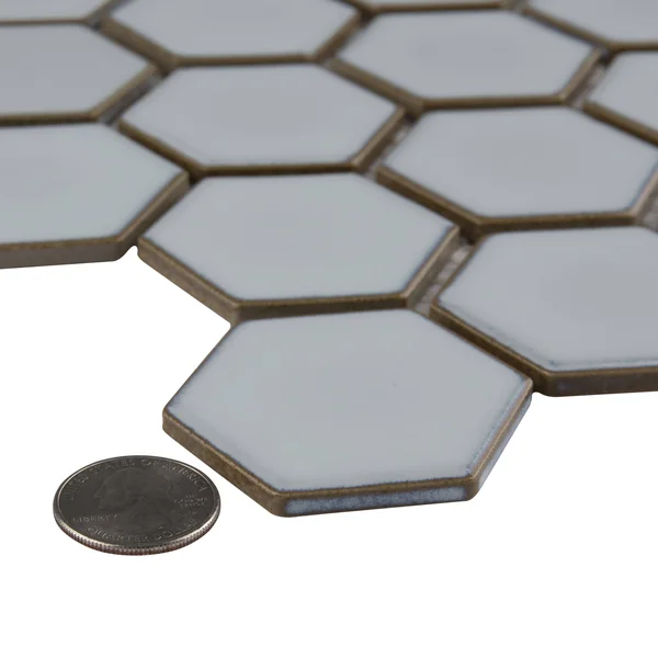 SomerTile FPLH2X40 Hudson Due Hex 2 in. Silk White 11 in. x 12 in. Porcelain Mosaic Tile - 10