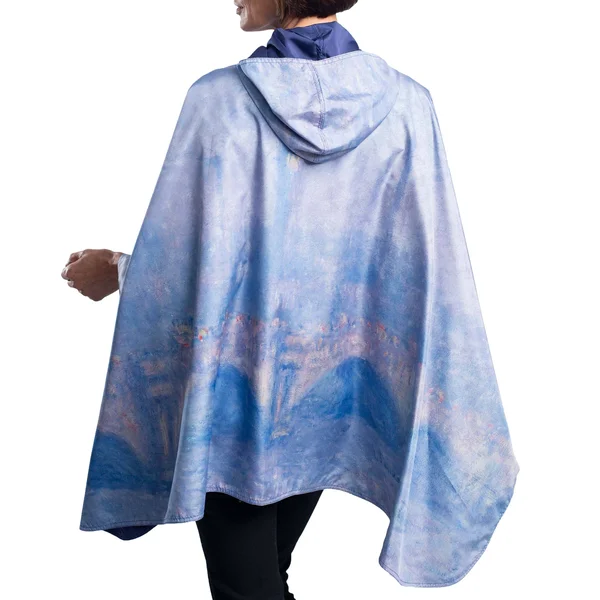 Fine Art RainCaper - Monet Waterloo Bridge, Veiled Sun Travel Cape
