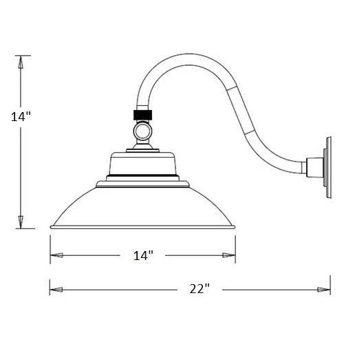 14x22 LED Dusk to Dawn Gooseneck Barn Light - 42 Watt, White, Black and Bronze Finishes, Mounting Arm and Wall Plate Included, W