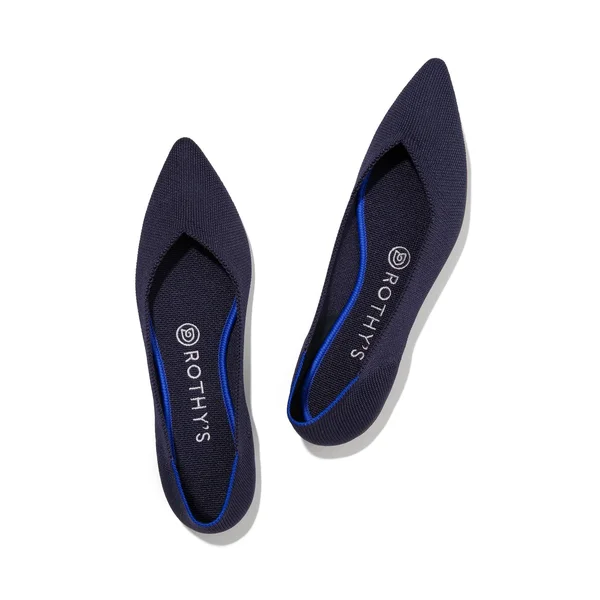 Rothy&s Navy Blue Pointed-Toe Flats, Maritime Navy, Size 9.5