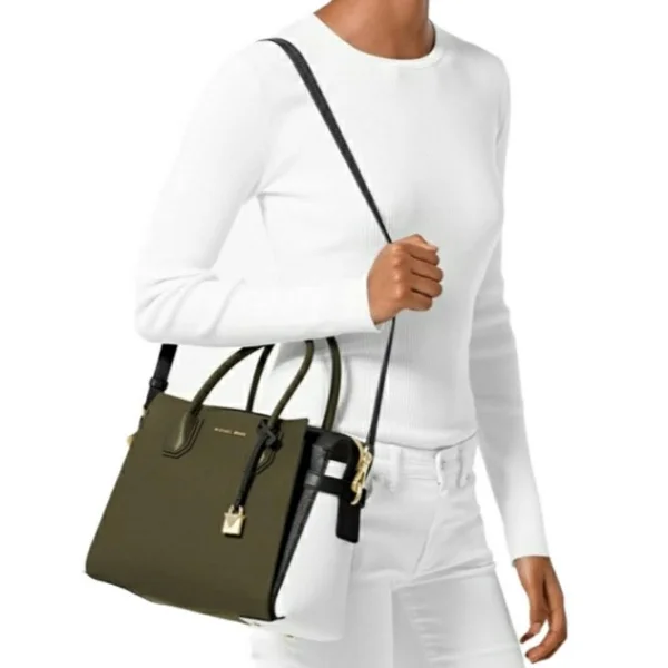 Michael Michael Kors Olive/Multi Mercer Belted Medium Satchel
