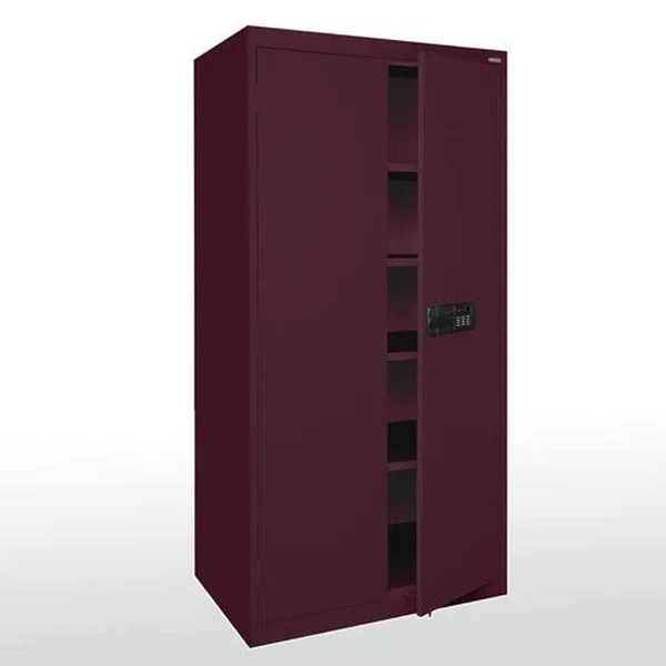 Sandusky Keyless Electronic Storage Cabinet 78in.H x 46in.W x 24in.D Burgundy