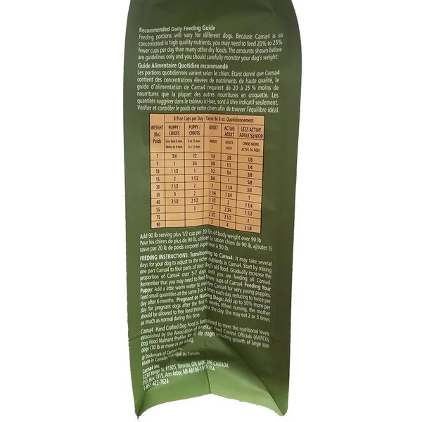 Carna4 Hand Crafted Dog Food 22-Pound Duck