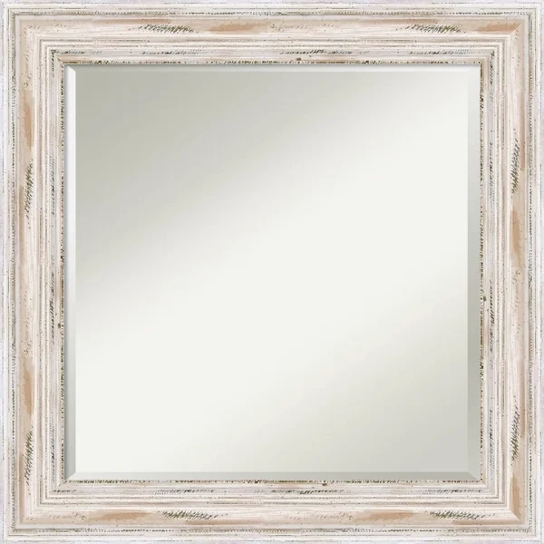 The Gray Barn Wilset Square White Wash Wall Mirror, 25 x 25 - 25.12 x 25.12 x 1.971 Inches Deep