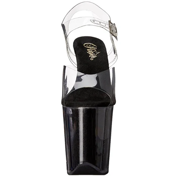Pleaser - Flamingo-808G 6 - Clear/Black Glitter