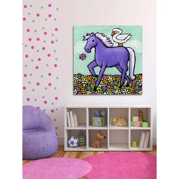 Swan Riding A Horse Painting Print on Wrapped Canvas, Size: 40 x 40