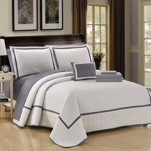 Chic Home Antoine Geometrical Decorative Pillows & Shams 8 Piece - White, King