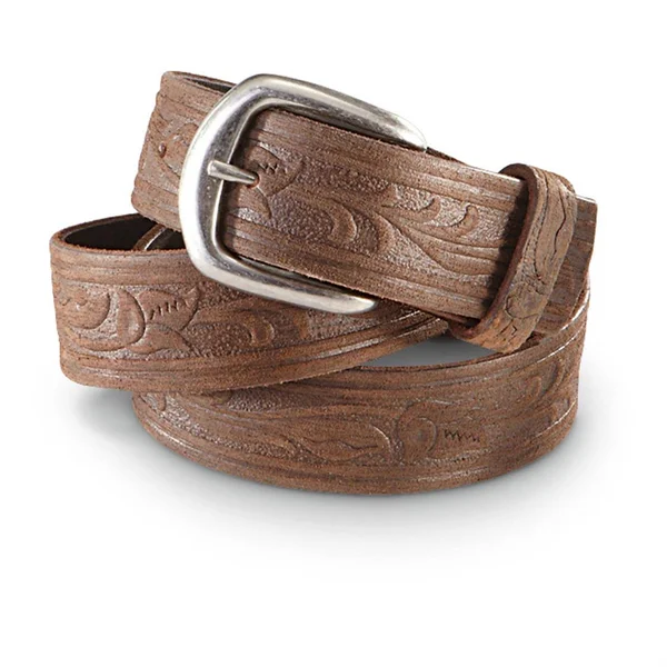 Guide Gear 1.5 inch Western Leather Belt, Male, 48, Black