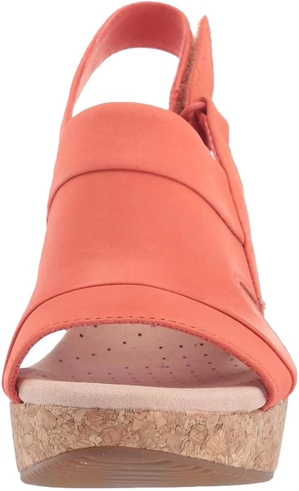 Clarks Women's Annadel Ivory Wedge Sandal, Size: 6, Coral Nubuck