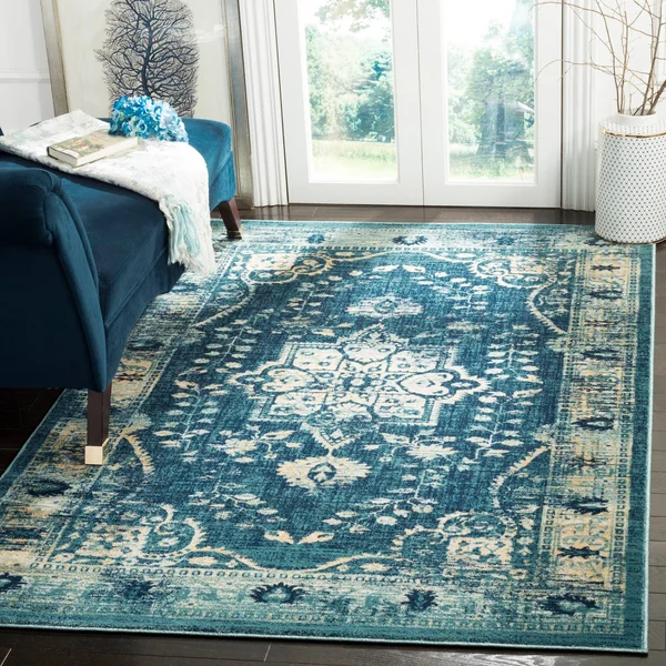 Safavieh EVK509A Evoke Navy, Gold Area Rug - 9& x 12&