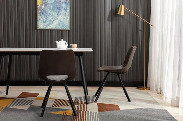 Vanity Art Mid-Century Modern Open Back Synthetic Leather Upholstered Dining Chairs Set of 2 Pcs Counter Bar Chairs Uc-14brn, Br