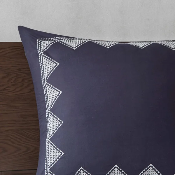 INK+IVY Alpine 3 Piece Printed Cotton Coverlet Set Navy King/Cal King