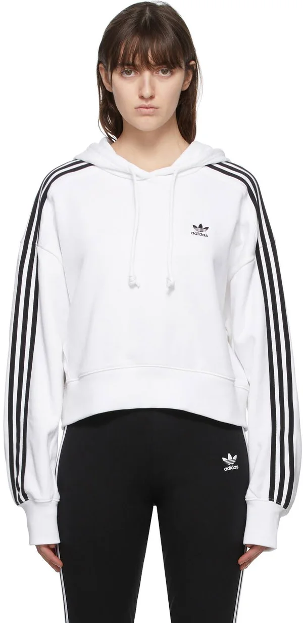 Adidas Originals Women's Short Hoodie - Large, White