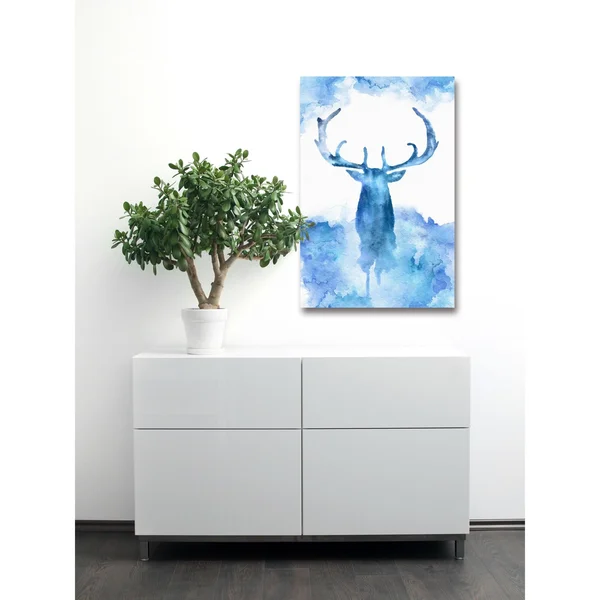 Marmont Hill - Blue Moose Painting Print on Wrapped Canvas, Blue