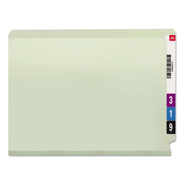 Smead 3x22 Expansion Folder, Two Fasteners, End Tab, Letter, Gray Green, 25/Box