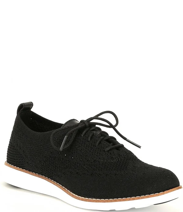 Cole Haan Women's Original Grand Wingtip Oxford Black Knit 6