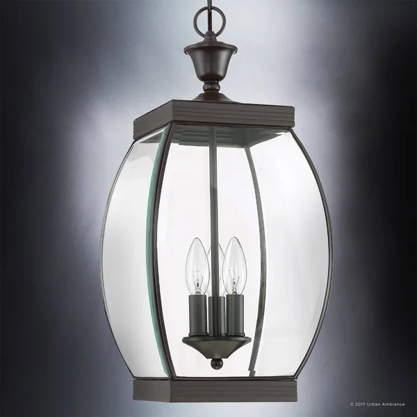 Luxury Colonial Outdoor Pendant Light - Large Size: 20.5x22H x 9x22W, with Transitional Style Elements, Bowed Design, Gorgeous Da