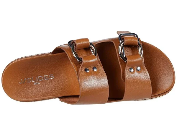 J/Slides Baha Women's Shoes Tan Leather : 8.5 M