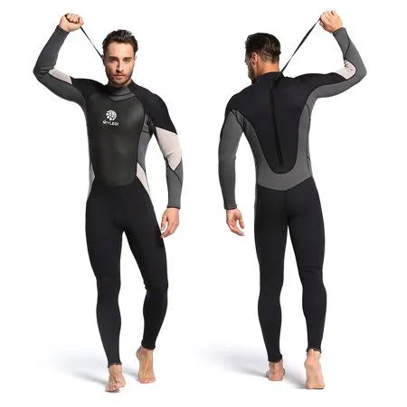 Men's 3mm Back Zip Full Body Wetsuit Swimming Surfing Diving Snorkeling Suit Jumpsuit, Size: 2XL