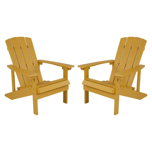 Flash Furniture 2-Jj-C14501-Ylw-Gg Yellow Poly Resin Adirondack Chair