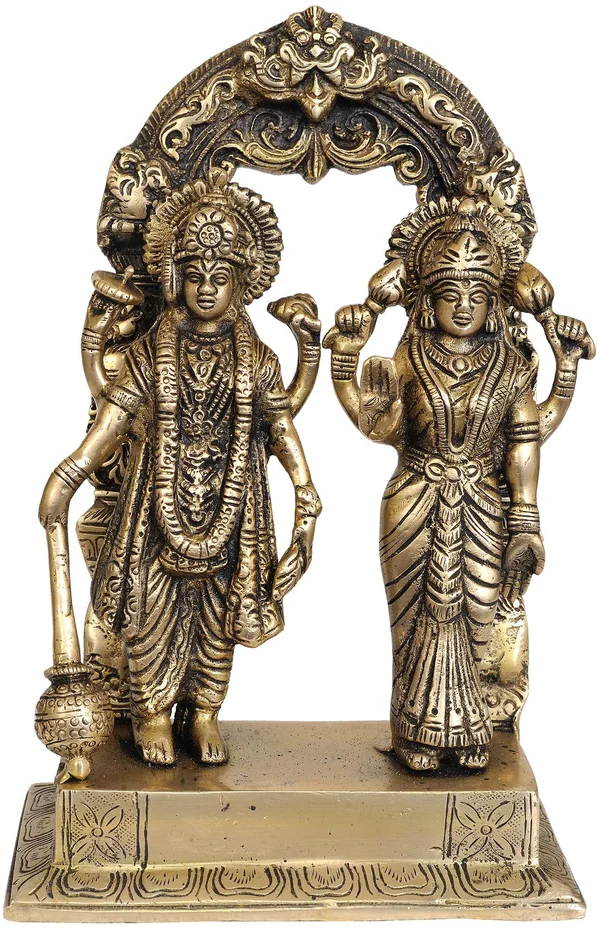 Vishnu and Lakshmi - Brass Statue