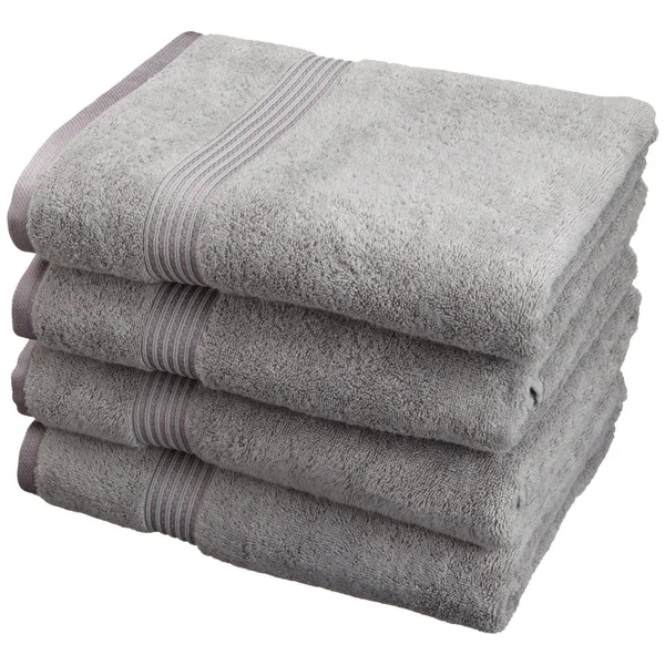 Superior 100% Cotton 4-Piece Bath Towel Set - Silver