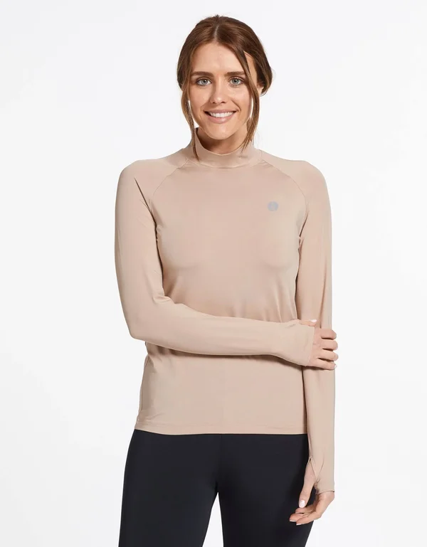 UPF 50+ Sun Protective Turtleneck Base Layer for Women, Solbari Silver