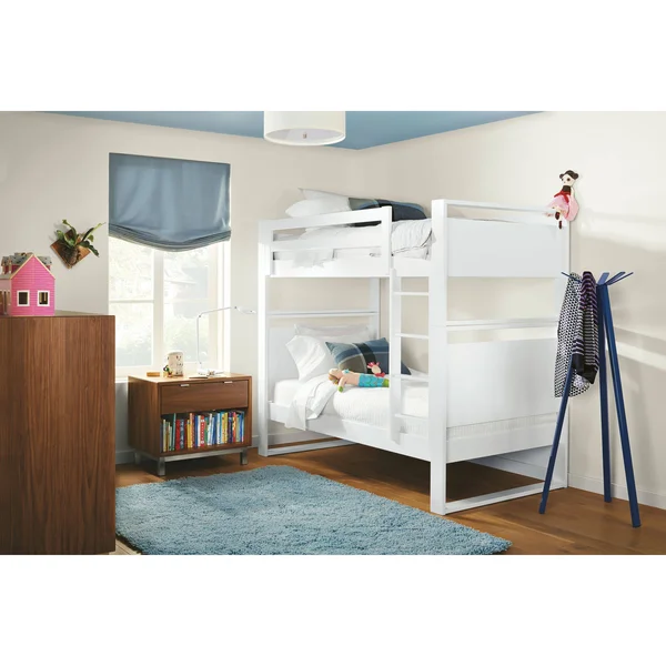 Room & Board, Modern Copenhagen One-Drawer Nightstand Made from Taupe Wood, Black Pulls w/ Natural Steel Base