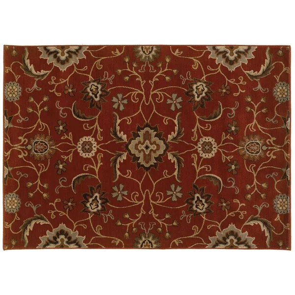 StyleHaven Cadence Floral Rug - Red, 6.5X9.5 ft