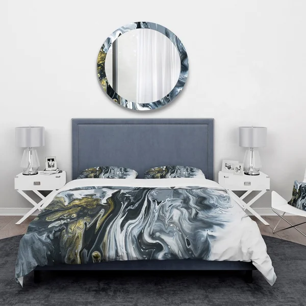 Designart &White, Grey and White Marble Acrylic& Mid-Century Modern Bedding Set - Duvet Cover & Shams - Twin Cover + 1 Sham