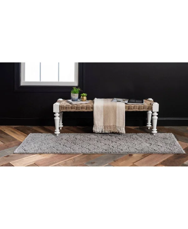Unique Loom Traditional Trellis Shag Runner Rug - 2& 7 x 10& - Gray