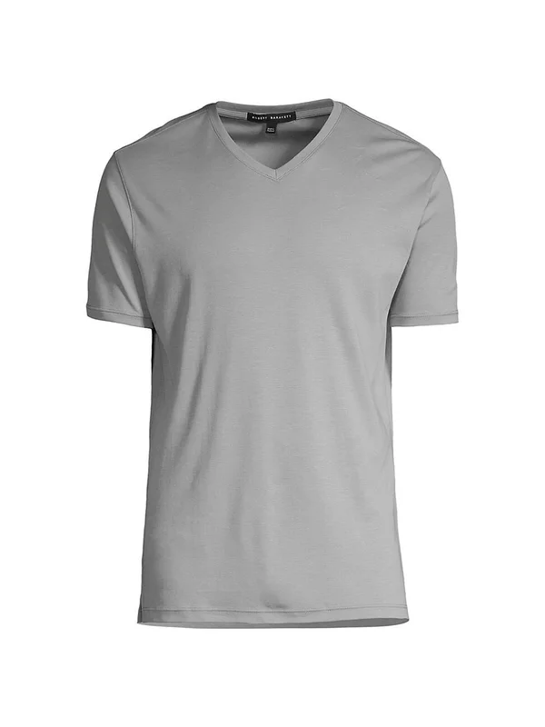 Robert Barakett Men's Pima Cotton V-Neck T-Shirt in Monument Grey