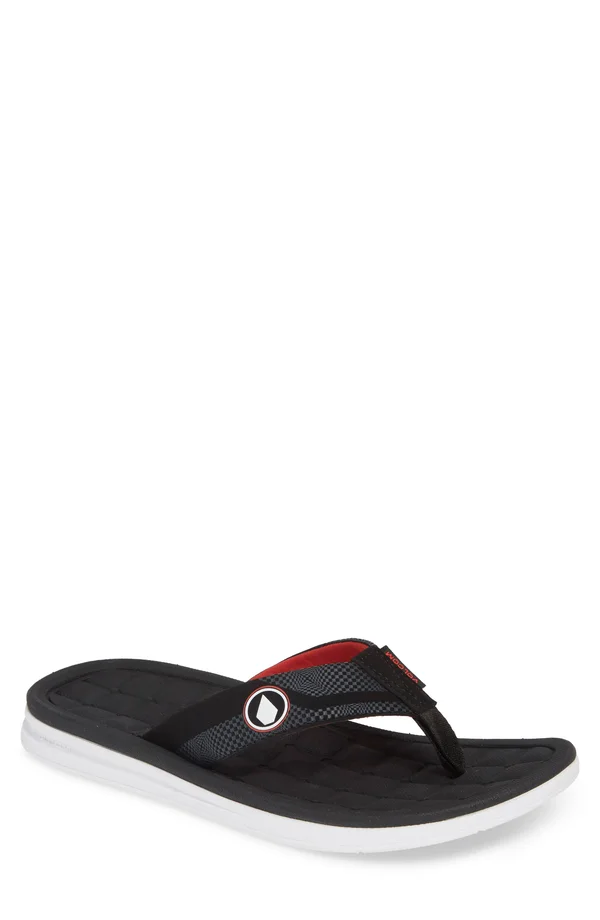 Volcom Drafted Recliner Sandals - Black/White 10